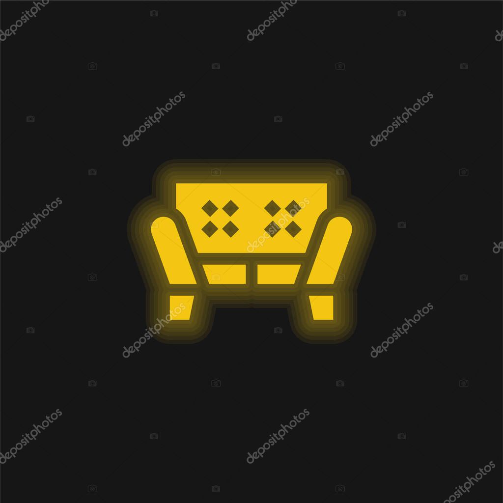 Armchair yellow glowing neon icon