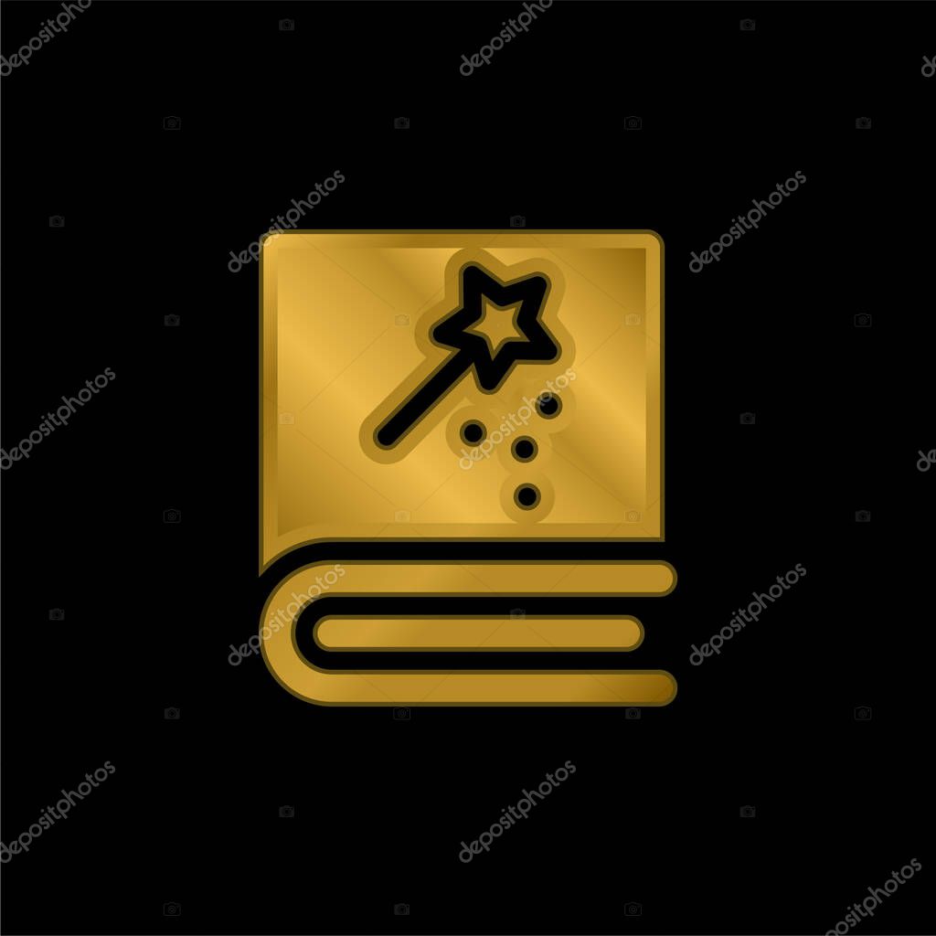 Book gold plated metalic icon or logo vector