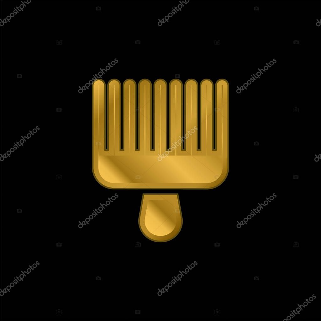 Afro Pick gold plated metalic icon or logo vector
