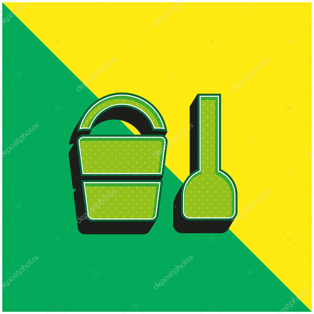Beach Toy Green and yellow modern 3d vector icon logo