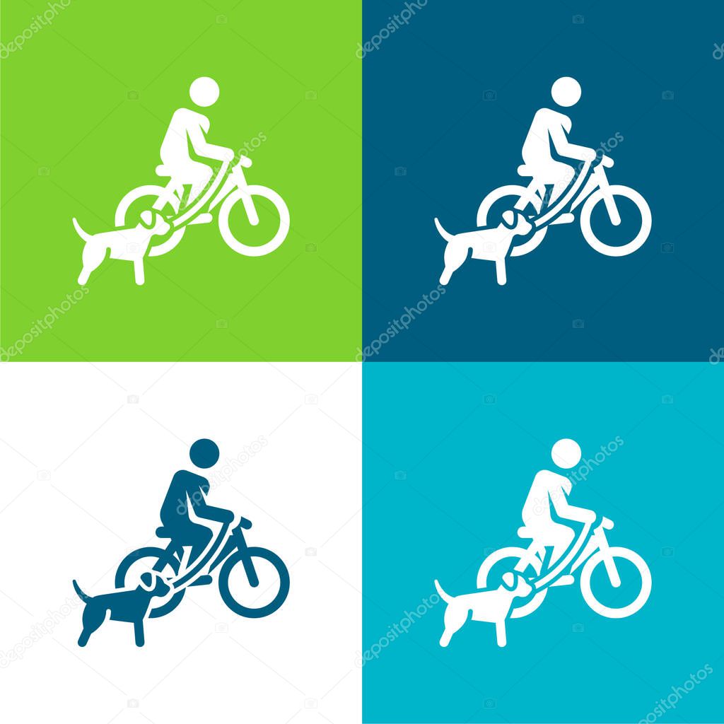 Bicycle Flat four color minimal icon set