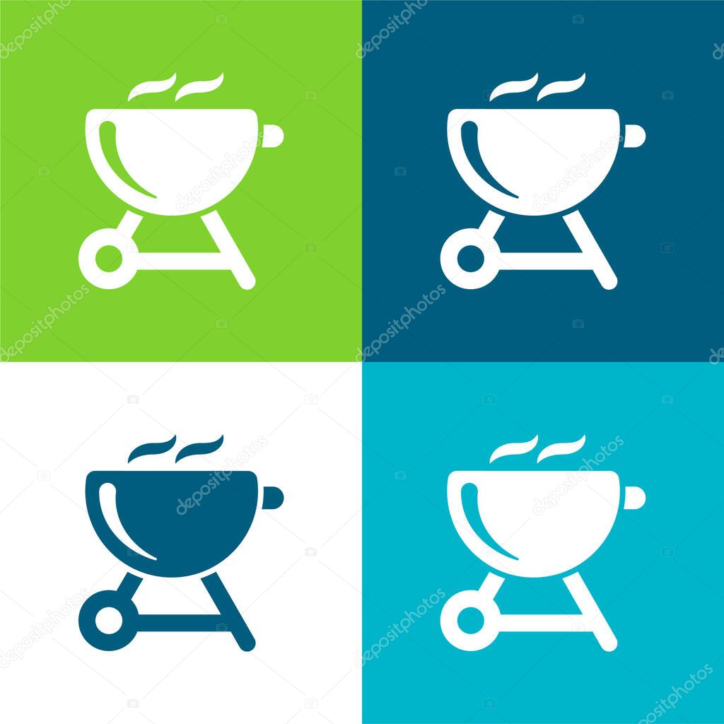Barbecue Flat four color minimal icon set