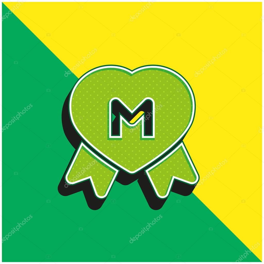 Award Green and yellow modern 3d vector icon logo