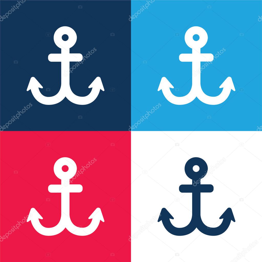 Boat Anchor blue and red four color minimal icon set