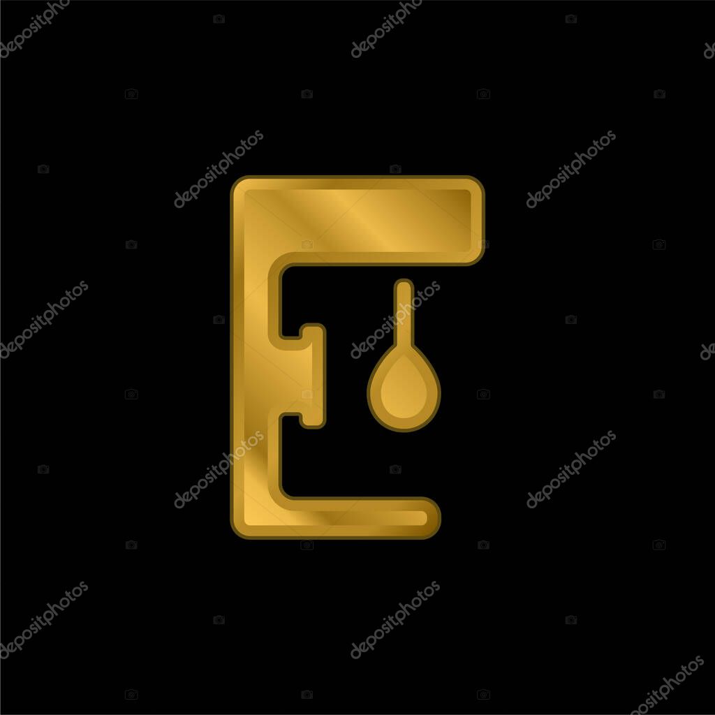 Boxing Ball gold plated metalic icon or logo vector