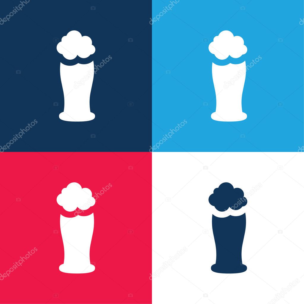 Beer Glass blue and red four color minimal icon set