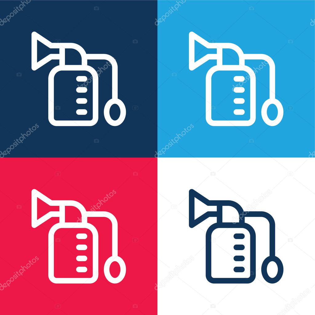 Breast Pump blue and red four color minimal icon set