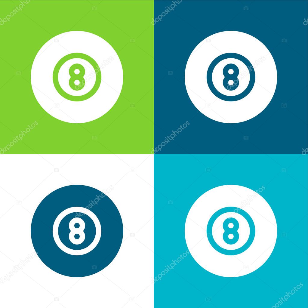 Billiard Flat four color minimal icon set