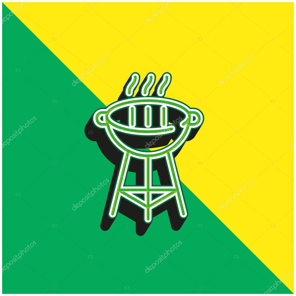 Barbecue Grill Green and yellow modern 3d vector icon logo
