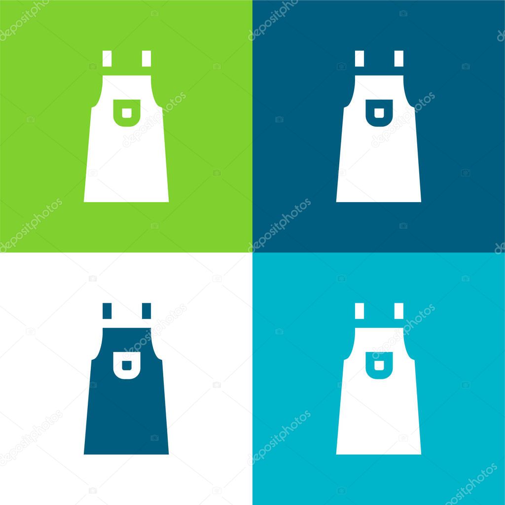 Apron Flat four color minimal icon set