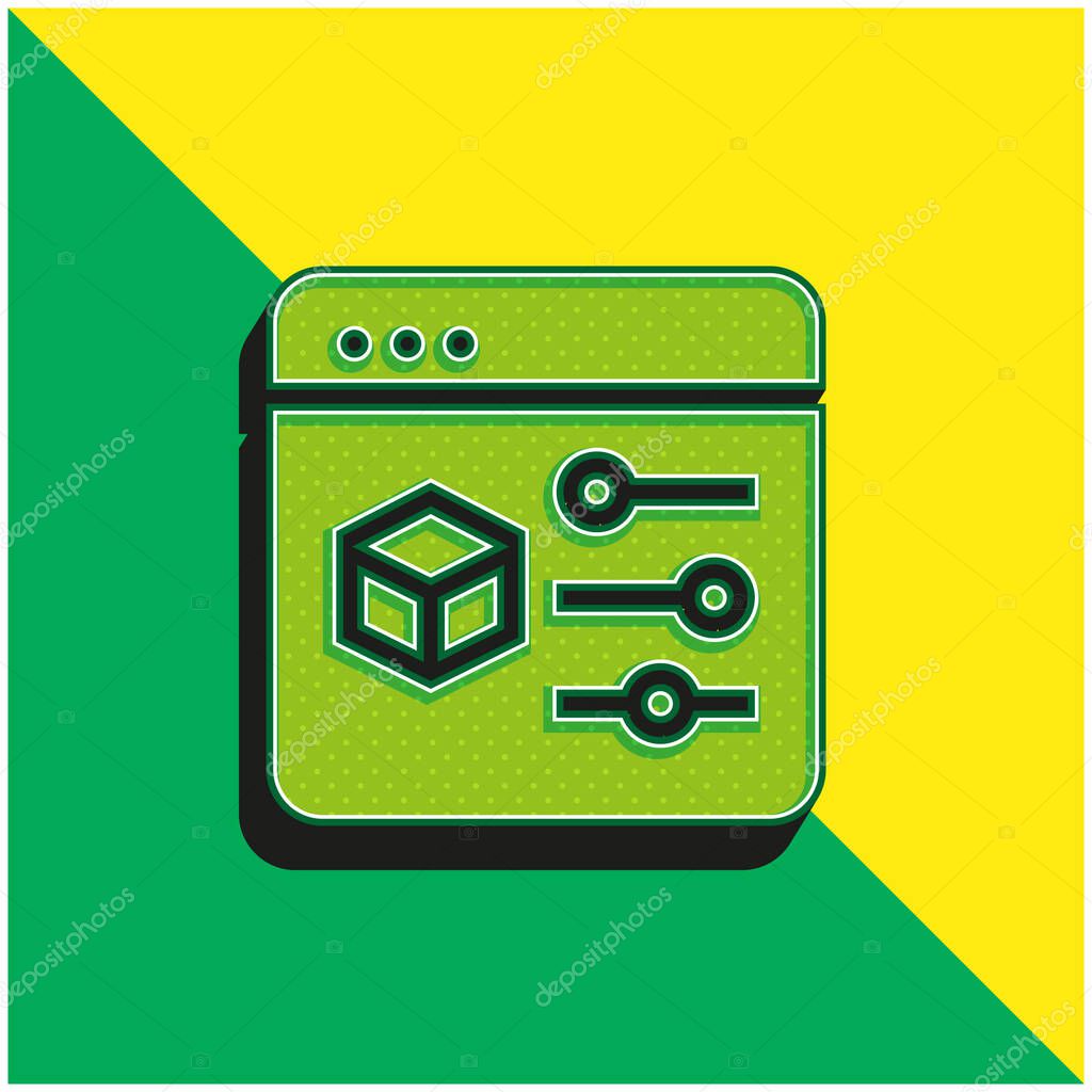 3d Print Green and yellow modern 3d vector icon logo