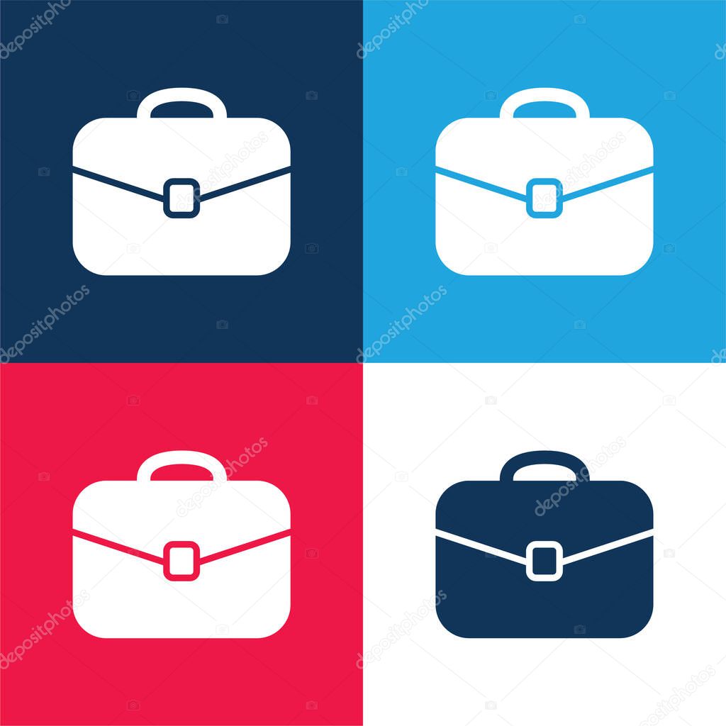 Black Rounded Suitcase Tool blue and red four color minimal icon set