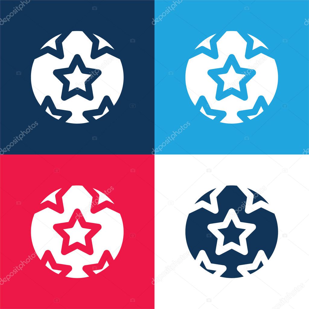 Ball With Stars blue and red four color minimal icon set