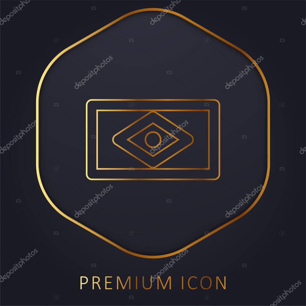 Brazil Flag golden line premium logo or icon