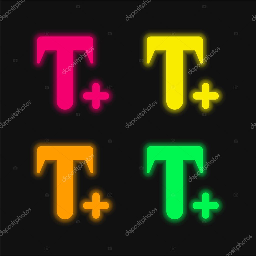 Add Text four color glowing neon vector icon