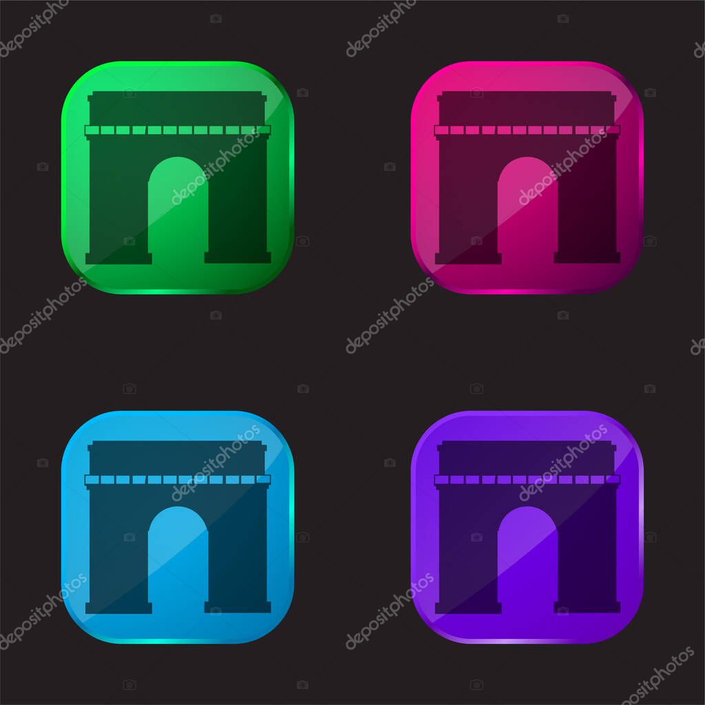 Arc De Triomphe four color glass button icon