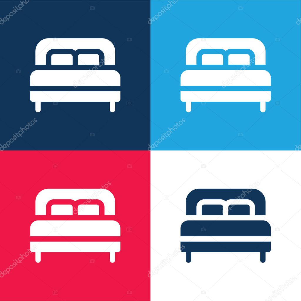Bed blue and red four color minimal icon set