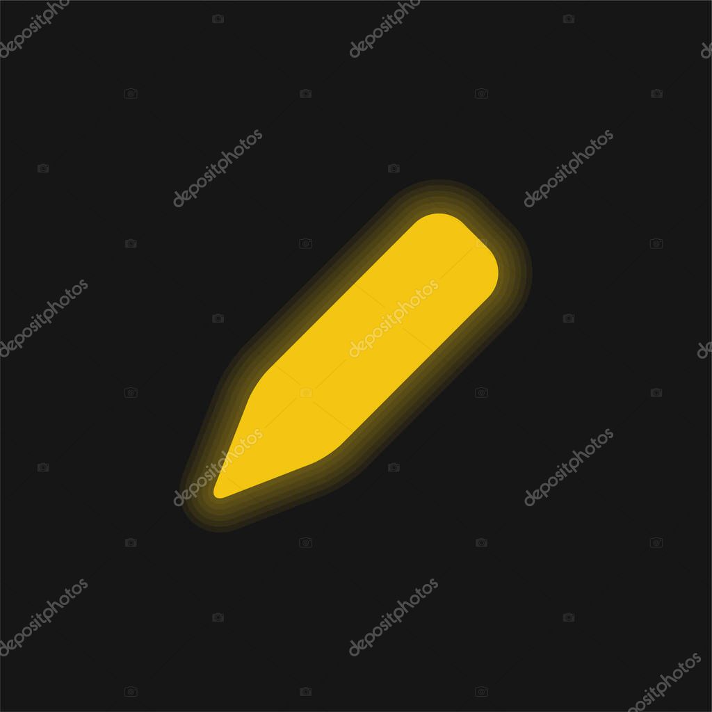 Black Crayon yellow glowing neon icon