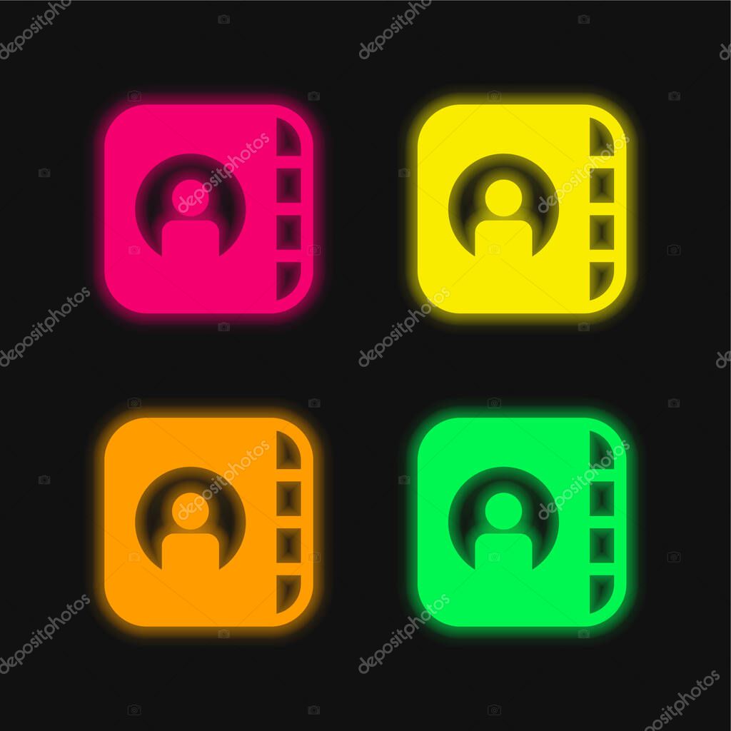 Apple four color glowing neon vector icon