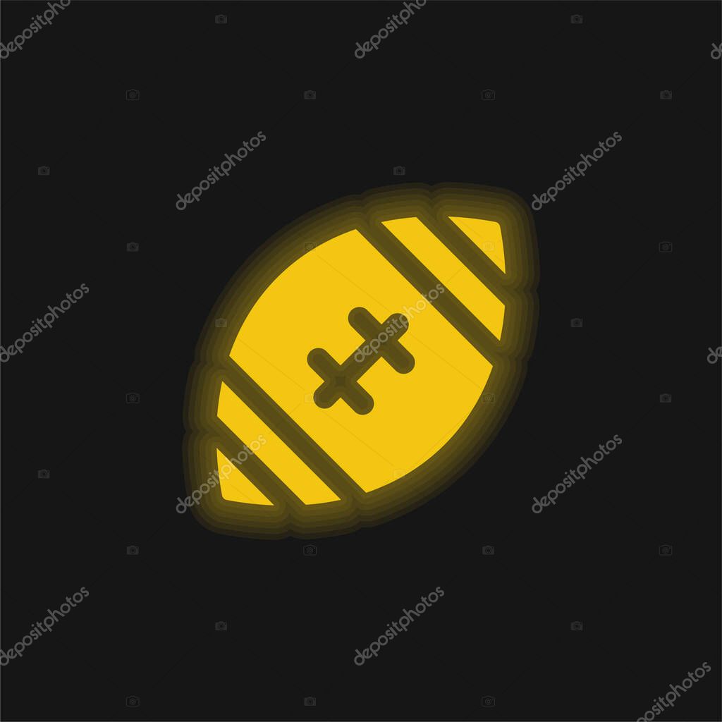 American Football yellow glowing neon icon