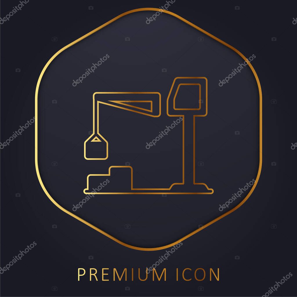 Big Derrick With Boxes golden line premium logo or icon