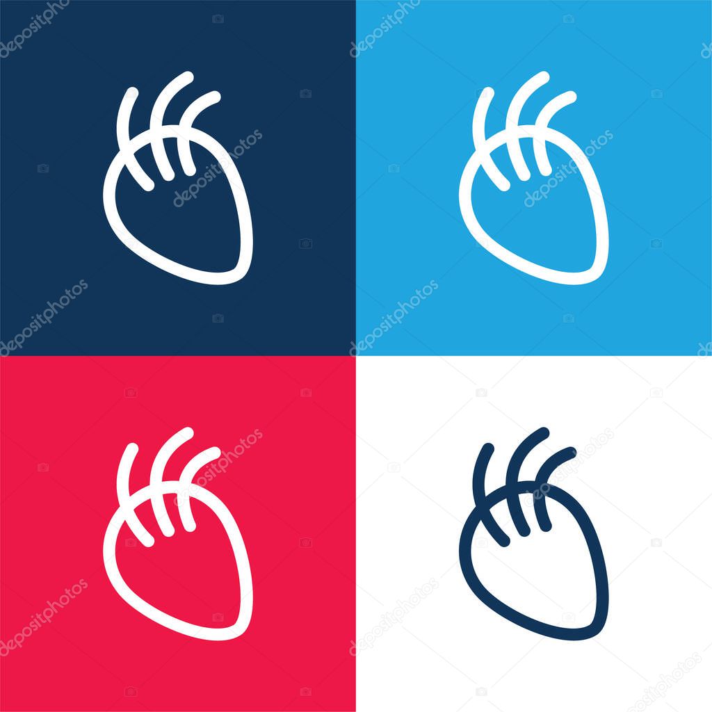 Body Part With Lines blue and red four color minimal icon set