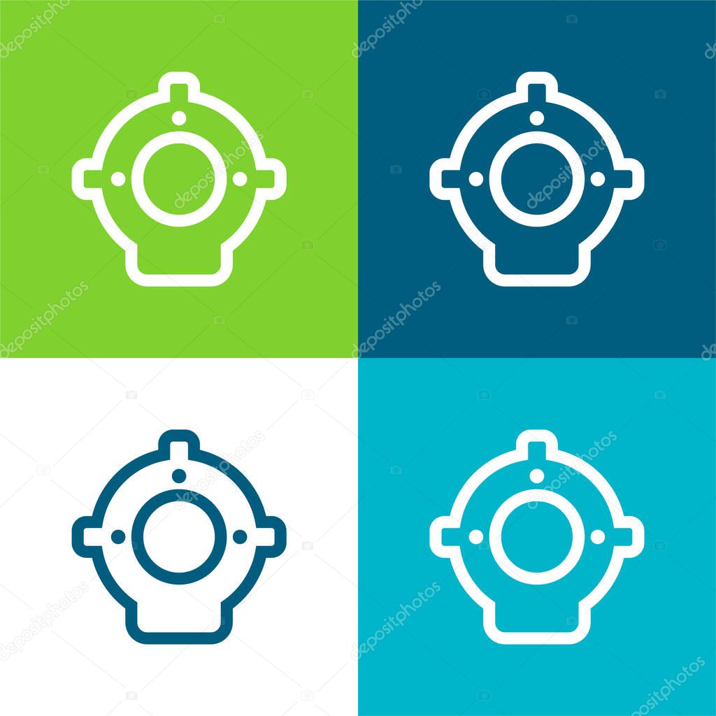 Aqualung Flat four color minimal icon set
