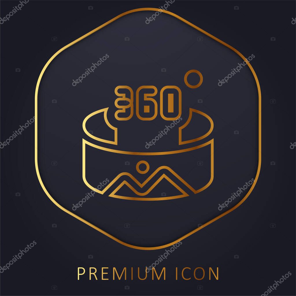 360 Degree golden line premium logo or icon