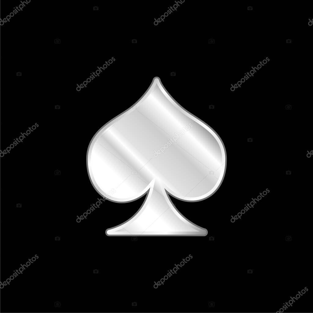 Ace Of Spades silver plated metallic icon