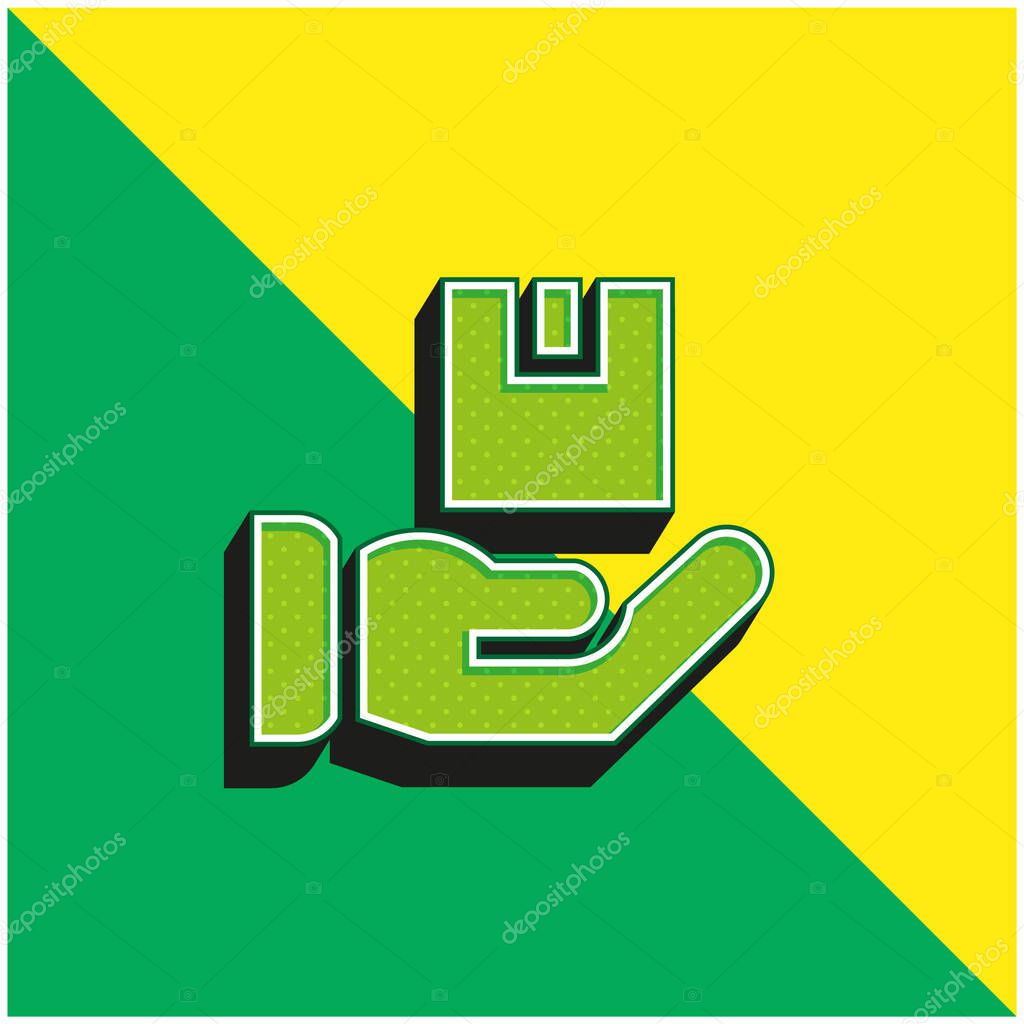 Box Green and yellow modern 3d vector icon logo