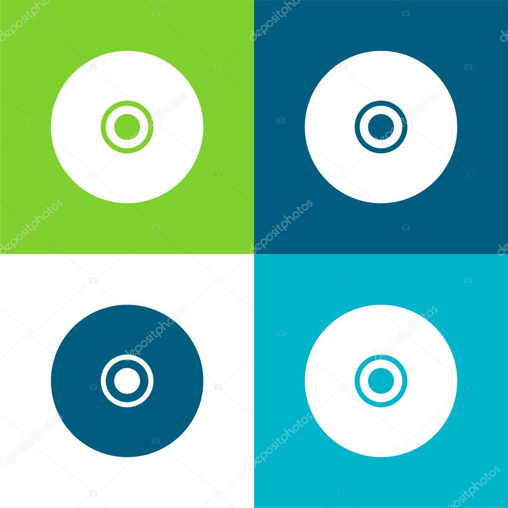 Black Compact Disc Flat four color minimal icon set