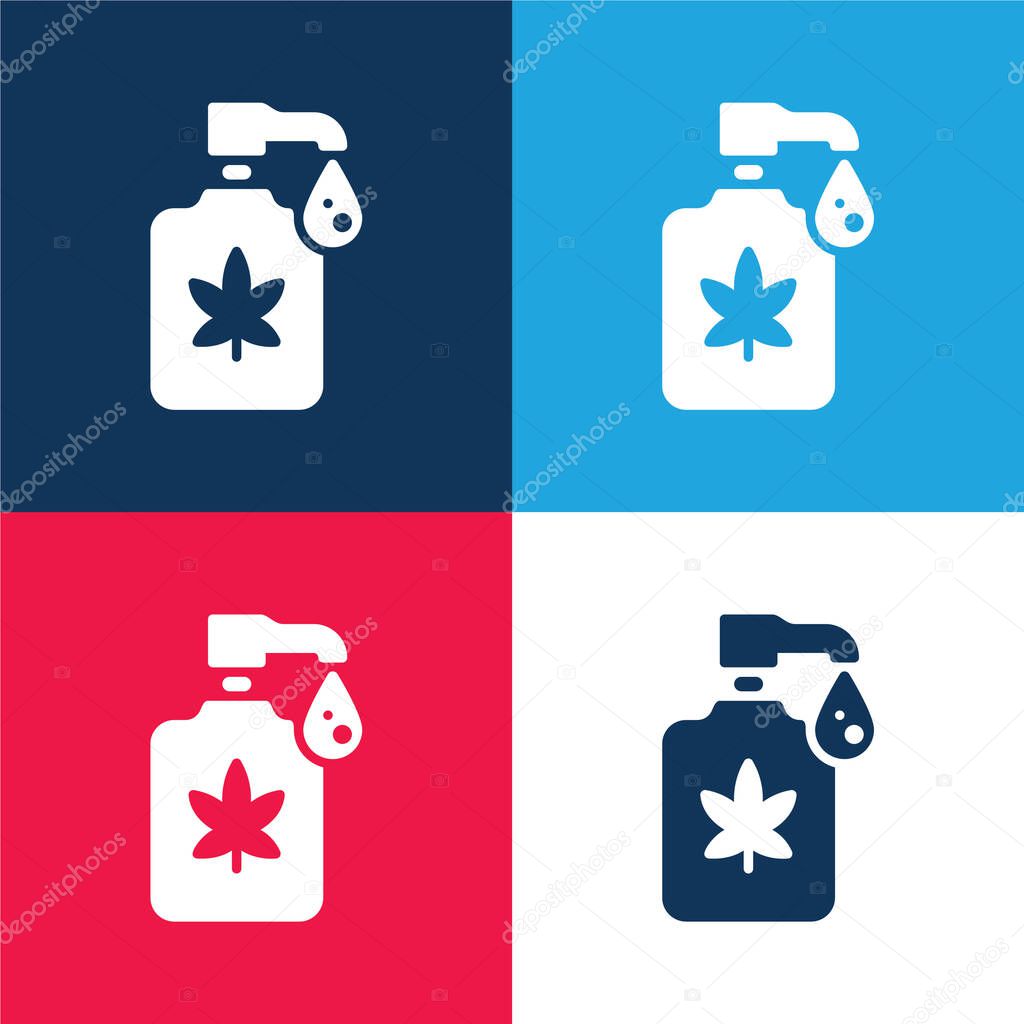 Body Lotion blue and red four color minimal icon set