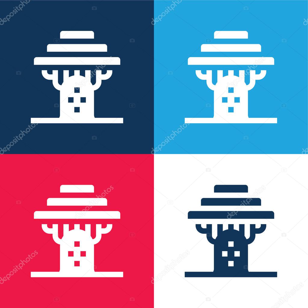 Baobab blue and red four color minimal icon set
