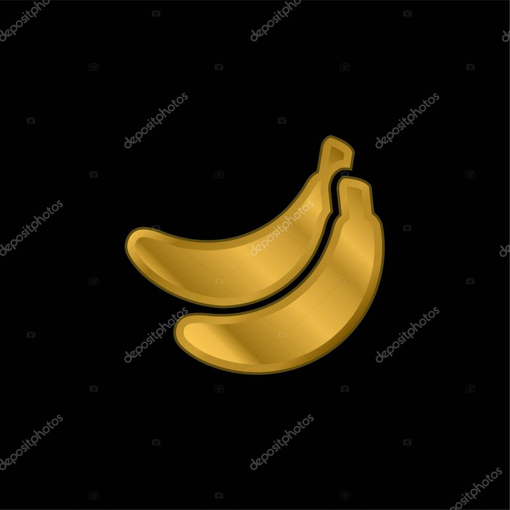 Bananas gold plated metalic icon or logo vector