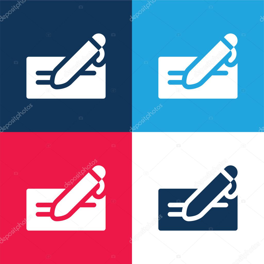 Agreement blue and red four color minimal icon set