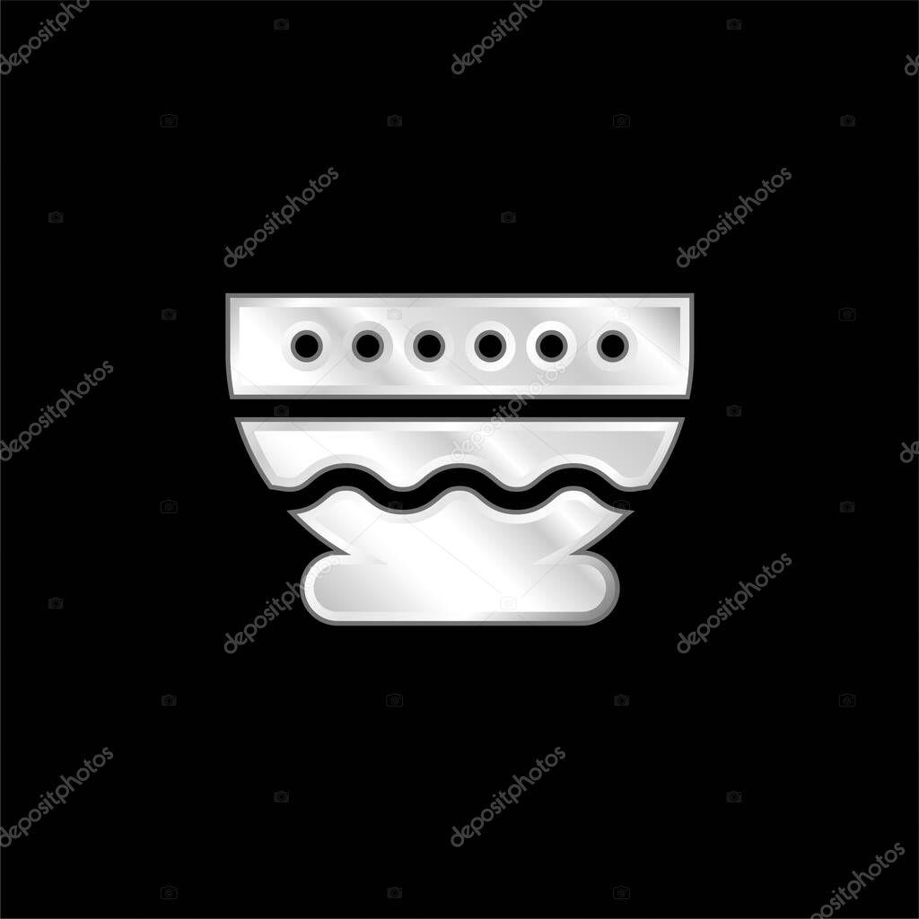 Bowl silver plated metallic icon