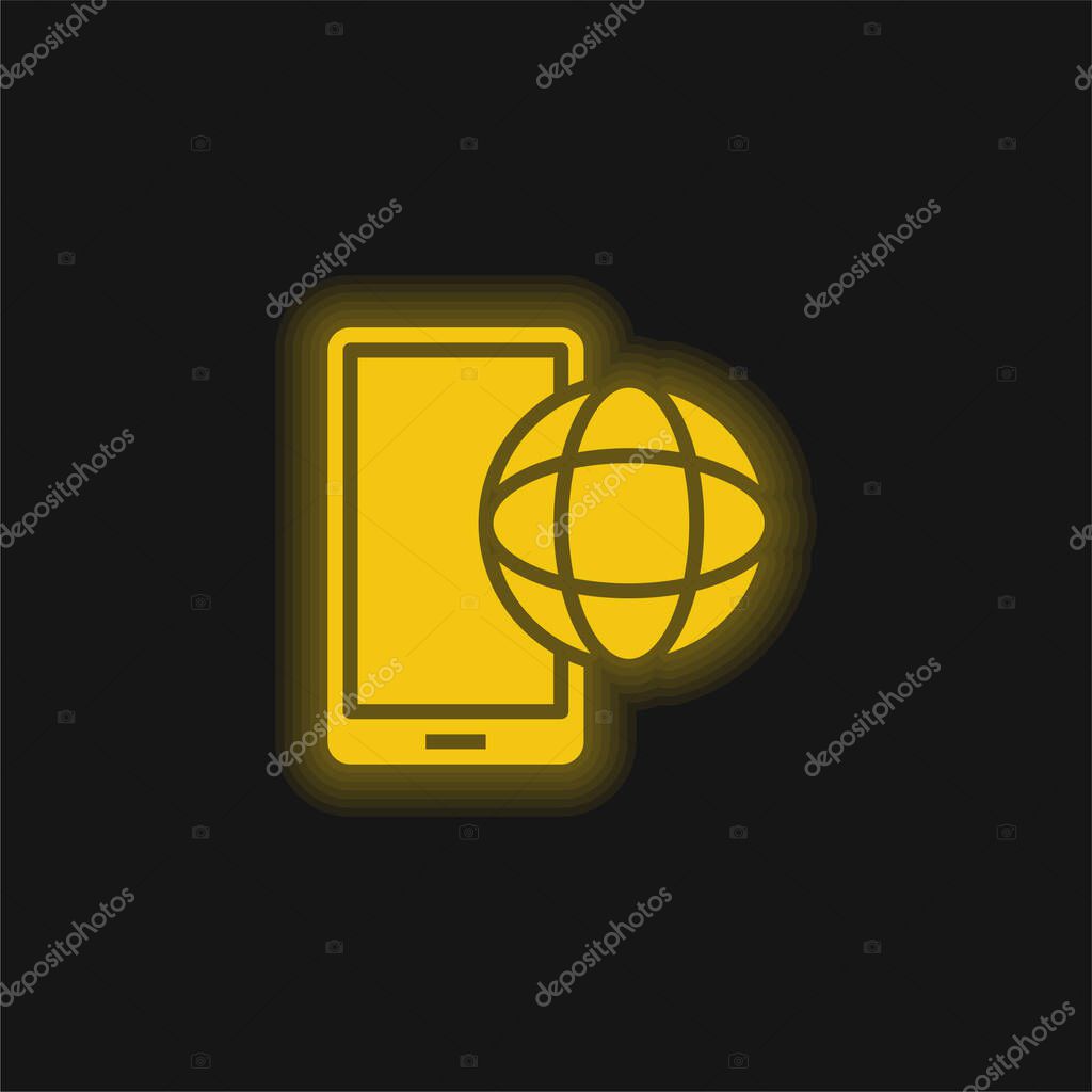 App yellow glowing neon icon