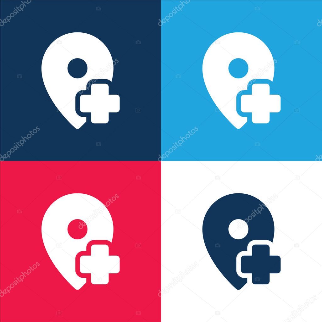 Add Location blue and red four color minimal icon set