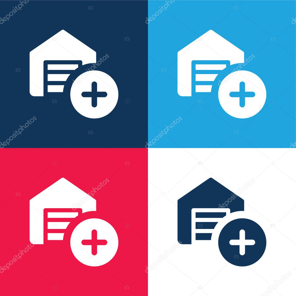 Add blue and red four color minimal icon set