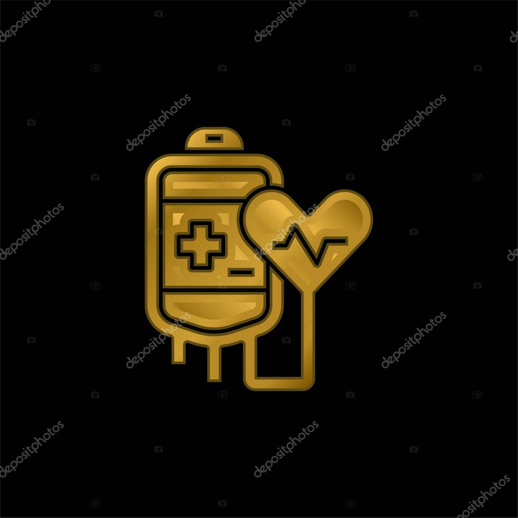 Blood Donation gold plated metalic icon or logo vector