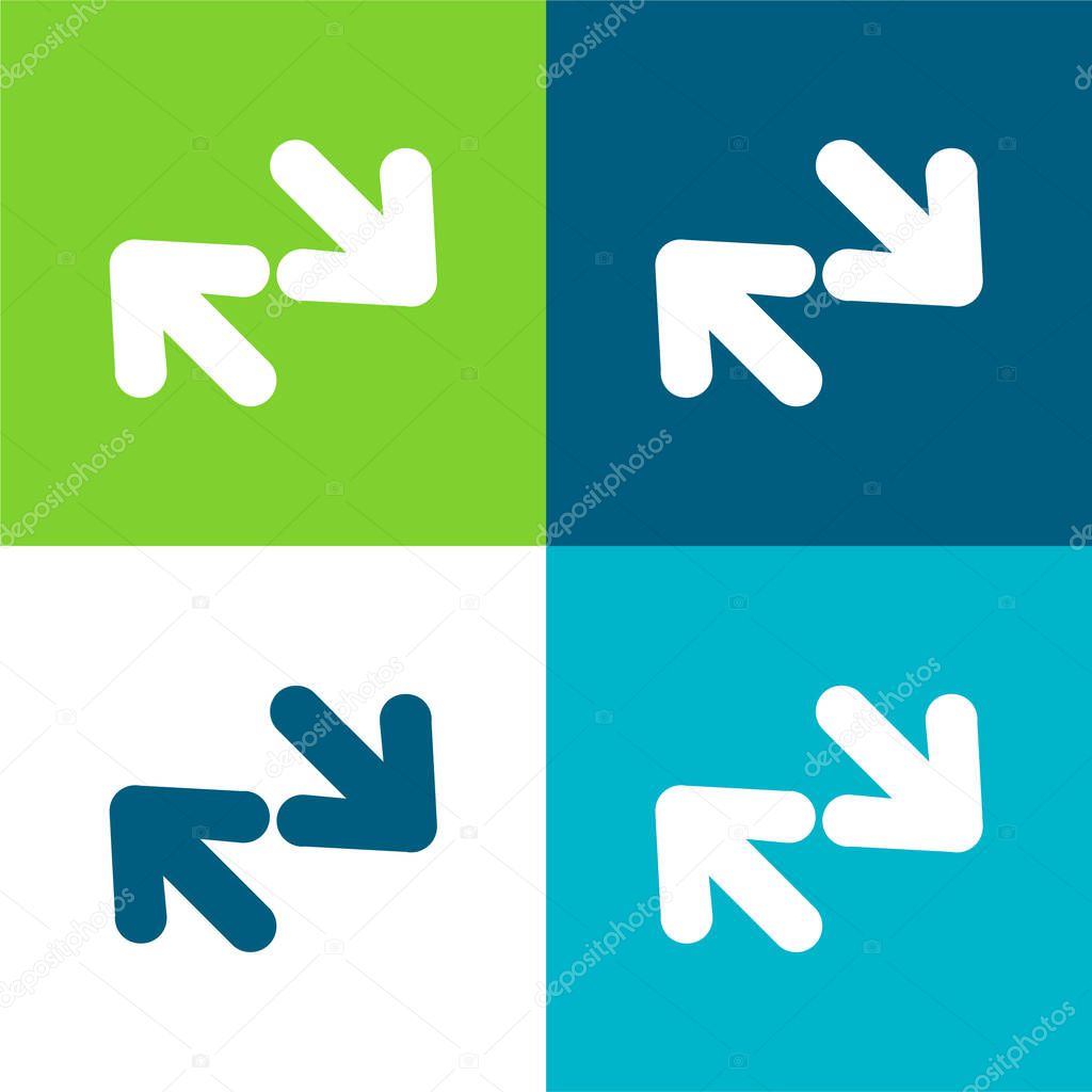 Arrows Couple Of Diagonal Opposite Flat four color minimal icon set