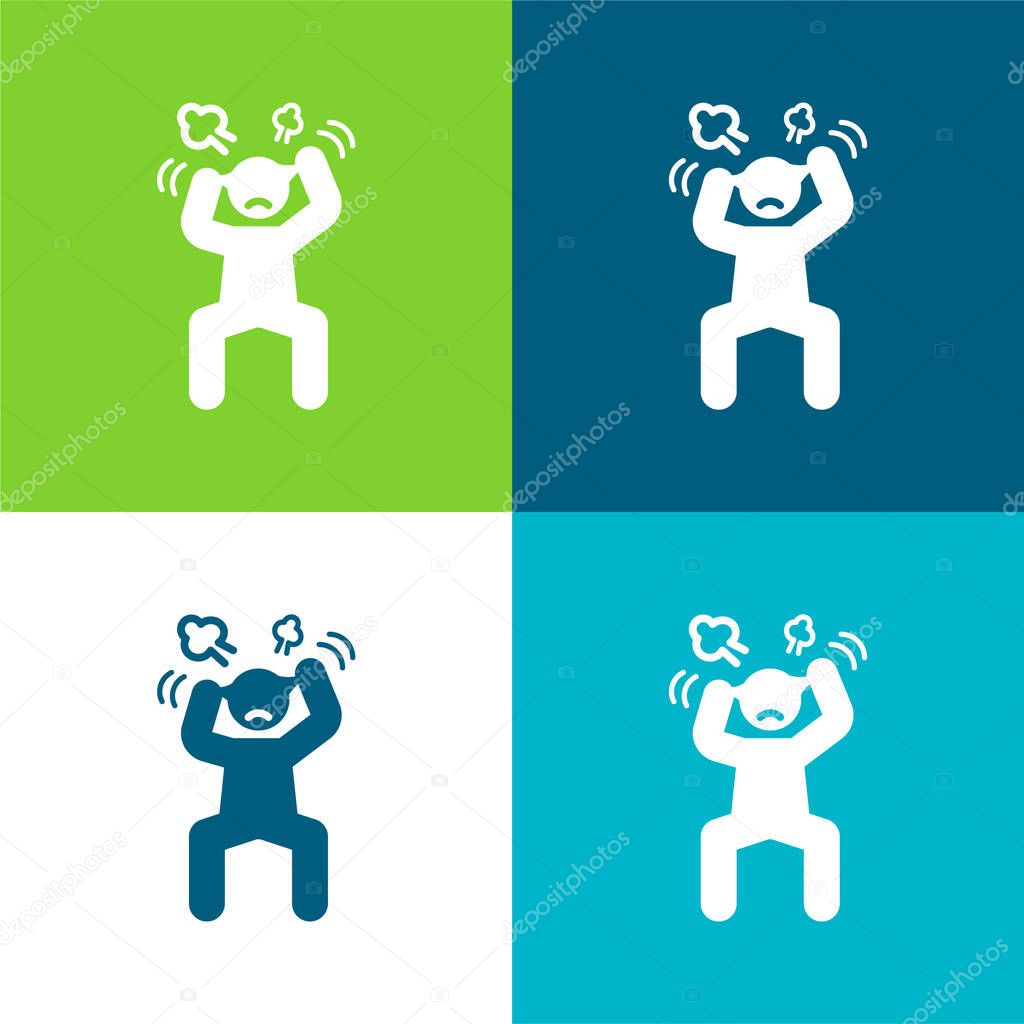 Angry Man Flat four color minimal icon set