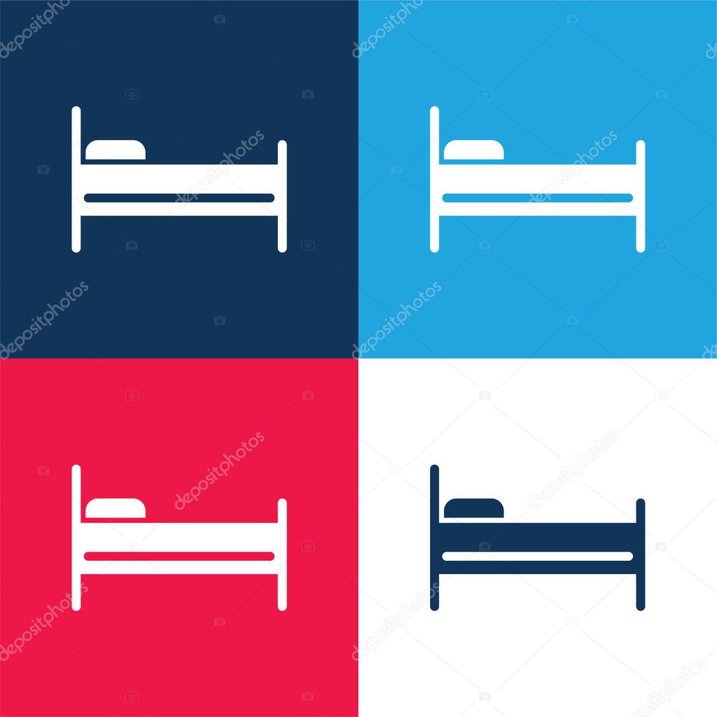 Bed blue and red four color minimal icon set