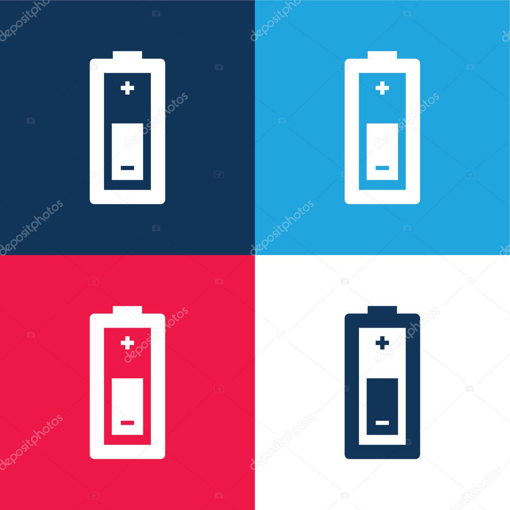 Battery blue and red four color minimal icon set