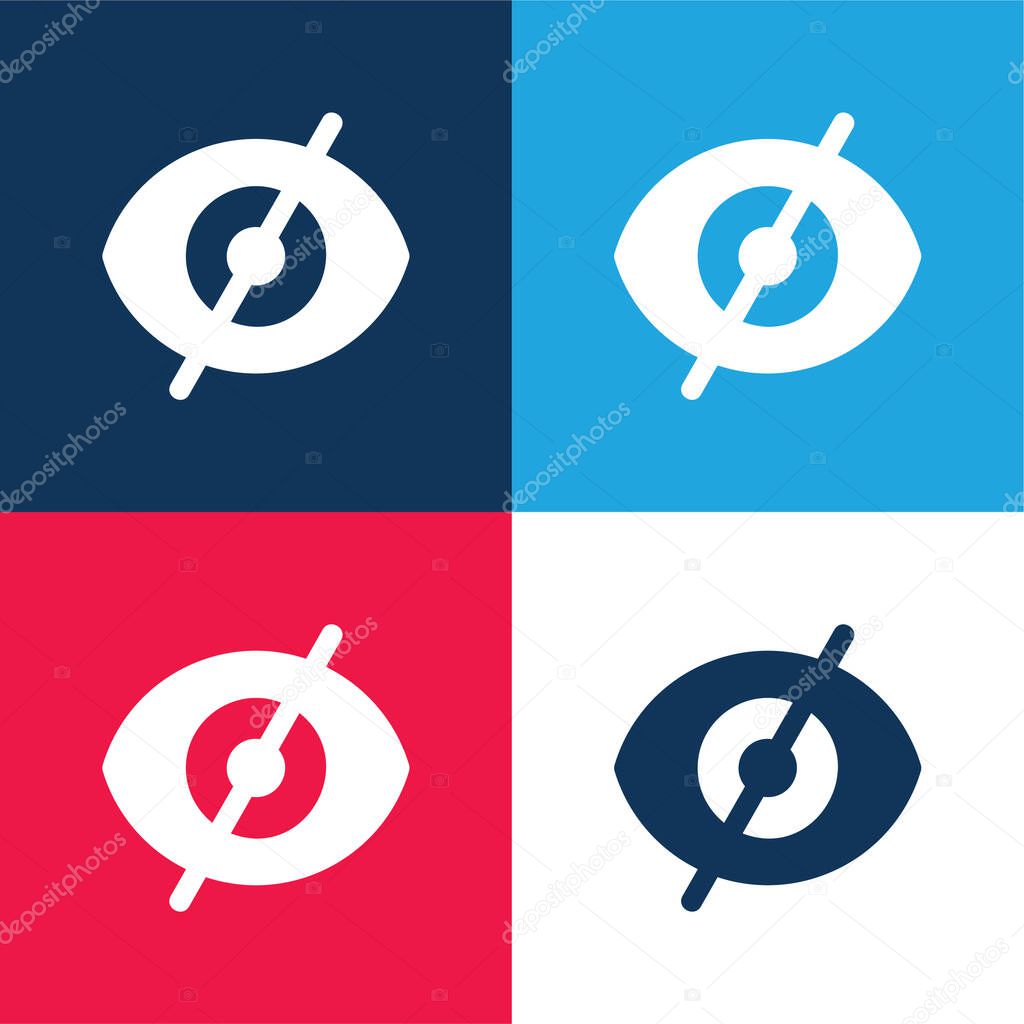 Blind blue and red four color minimal icon set