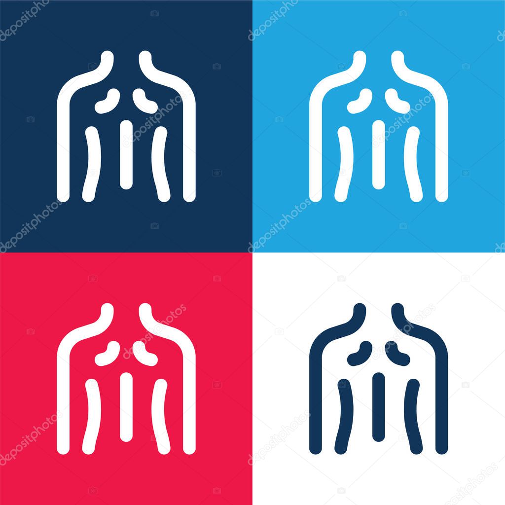 Back blue and red four color minimal icon set