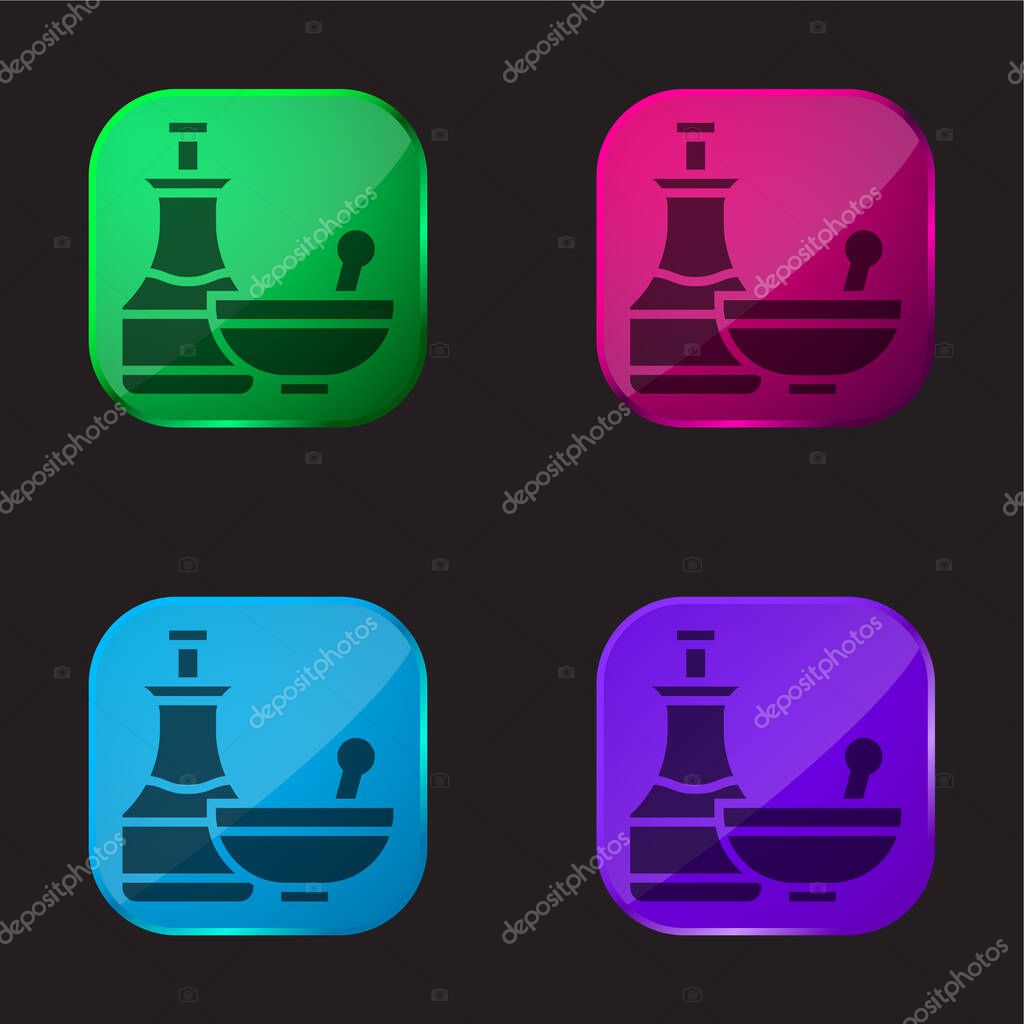 Apothecary four color glass button icon