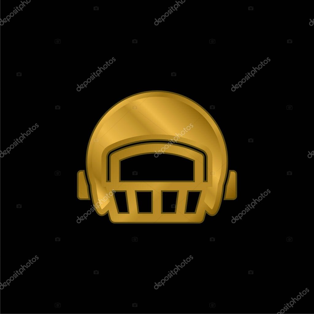 American Football Player Helmet gold plated metalic icon or logo vector