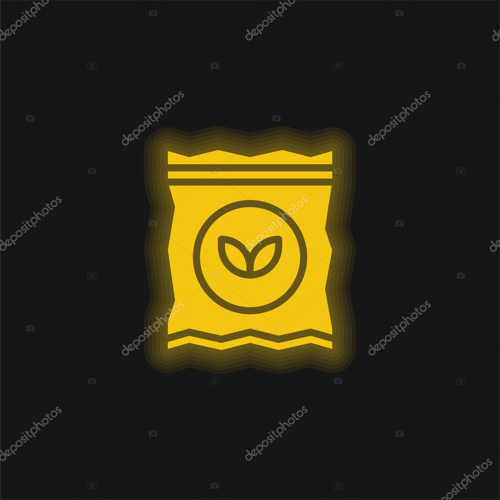 Bag yellow glowing neon icon