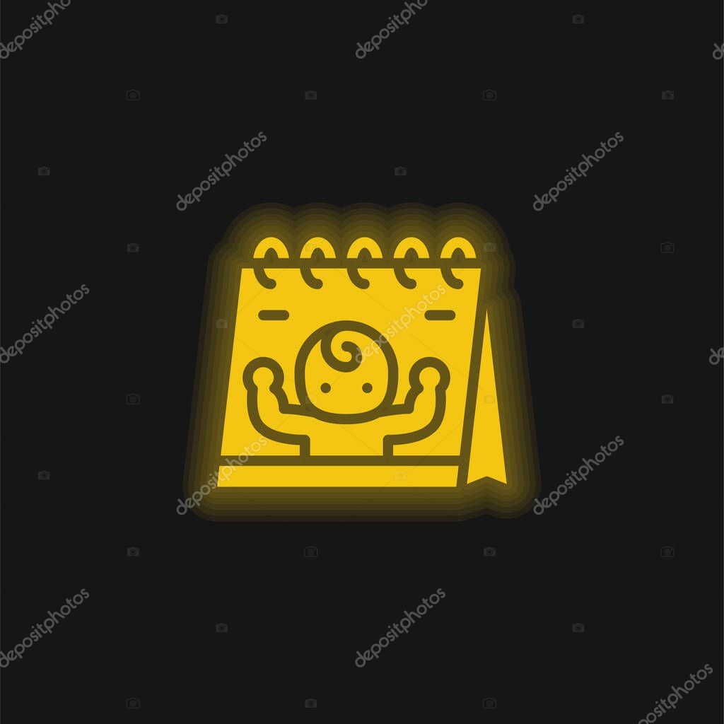 Born yellow glowing neon icon